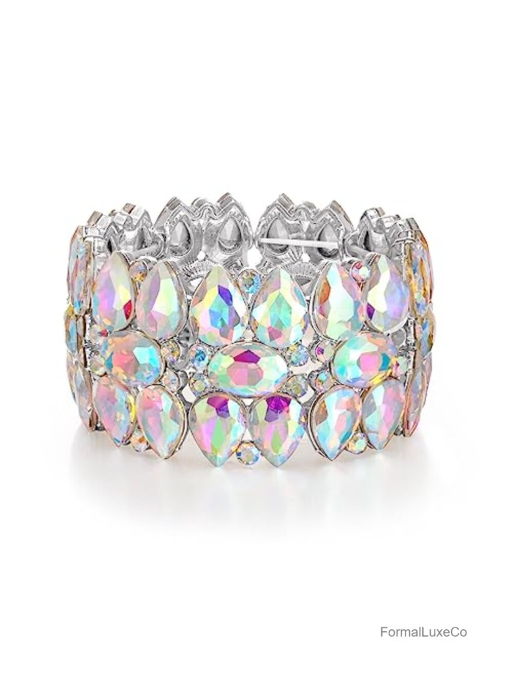 Marquise Rhinestone Stretch Bracelet Crystal Art Deco Wedding Bridal Jewelry